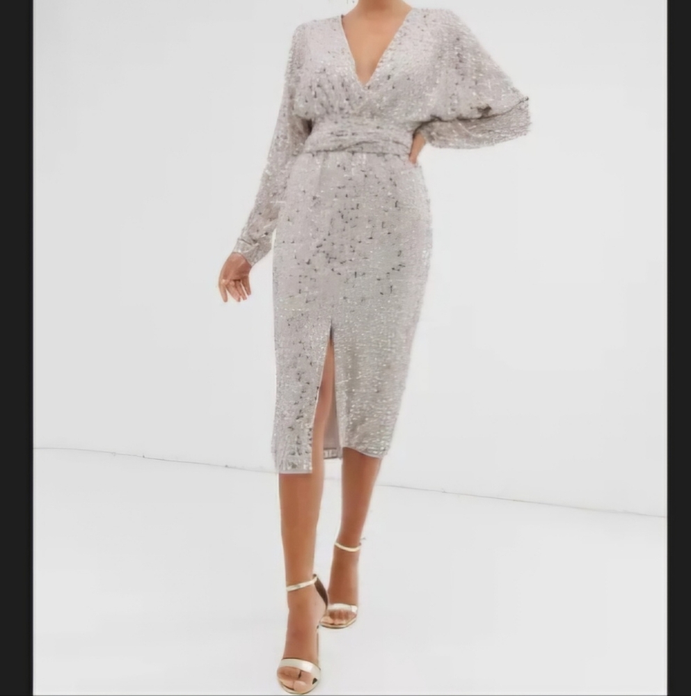 Asos Design Midi Sequin Batwing Dress in US 10 (New)